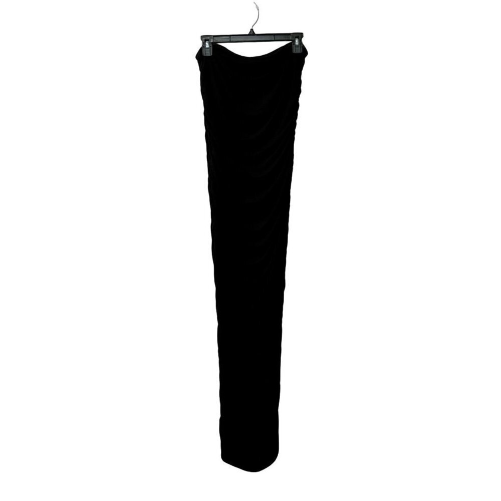 New Good American Size 4 Ruched Strapless Satin Dress Black